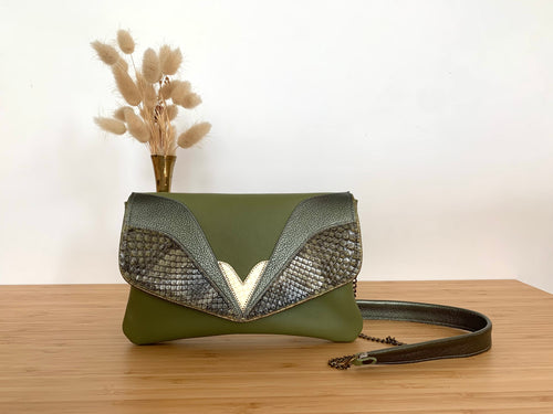 Pochette Jeanne kaki