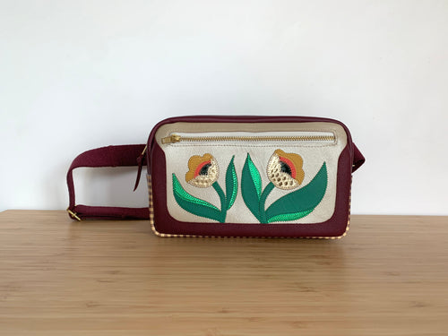 Sacoche banane Fleur bordeaux