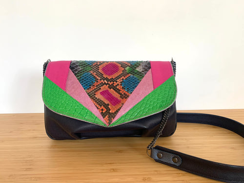 Sac Vicky python coloré