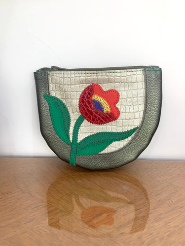 Porte-monnaie Fleur kaki
