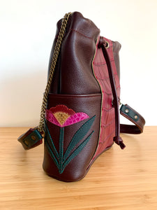 Sac seau Pépé croco bordeaux