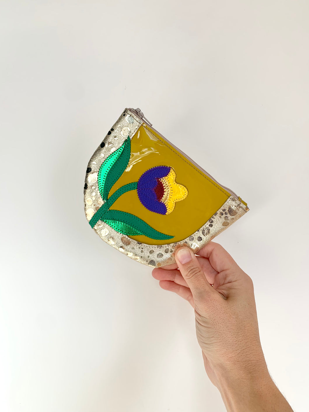 Porte-monnaie Fleur jaune anis