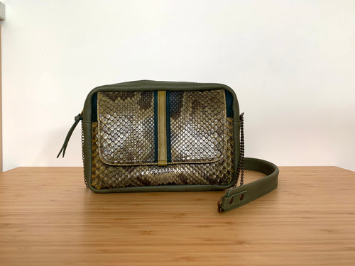 Besace Memphis python kaki