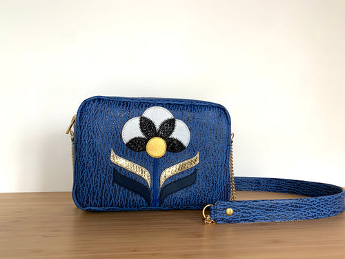 Besace Paulie bleu marbré