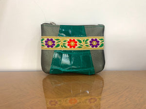 Porte-monnaie croco kaki