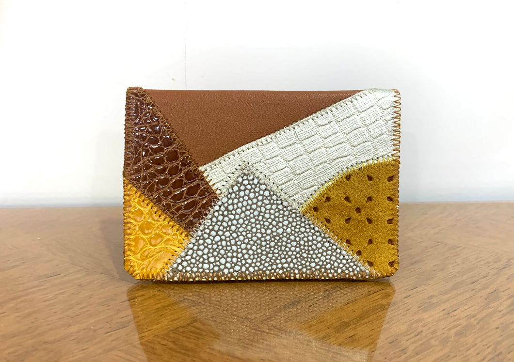 Porte-carte patchwork camel