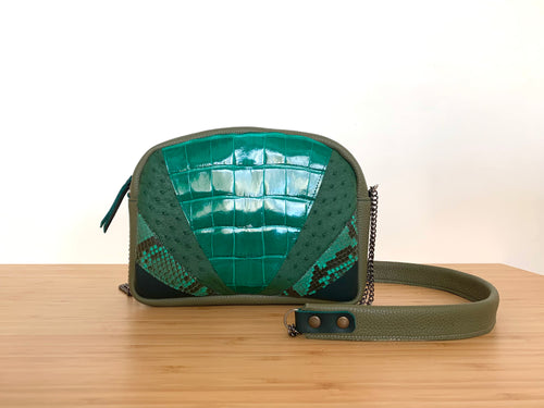 Besace Sam kaki croco