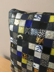 Coussin Patchwork bleu