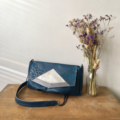 Sac Callas python gris Bleu