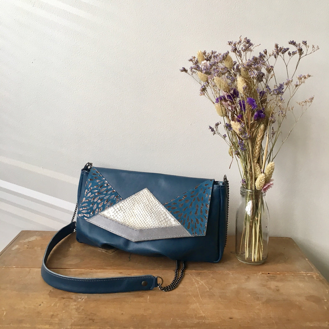 Sac Callas python gris Bleu