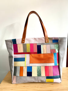 Cabas patchwork multicolore