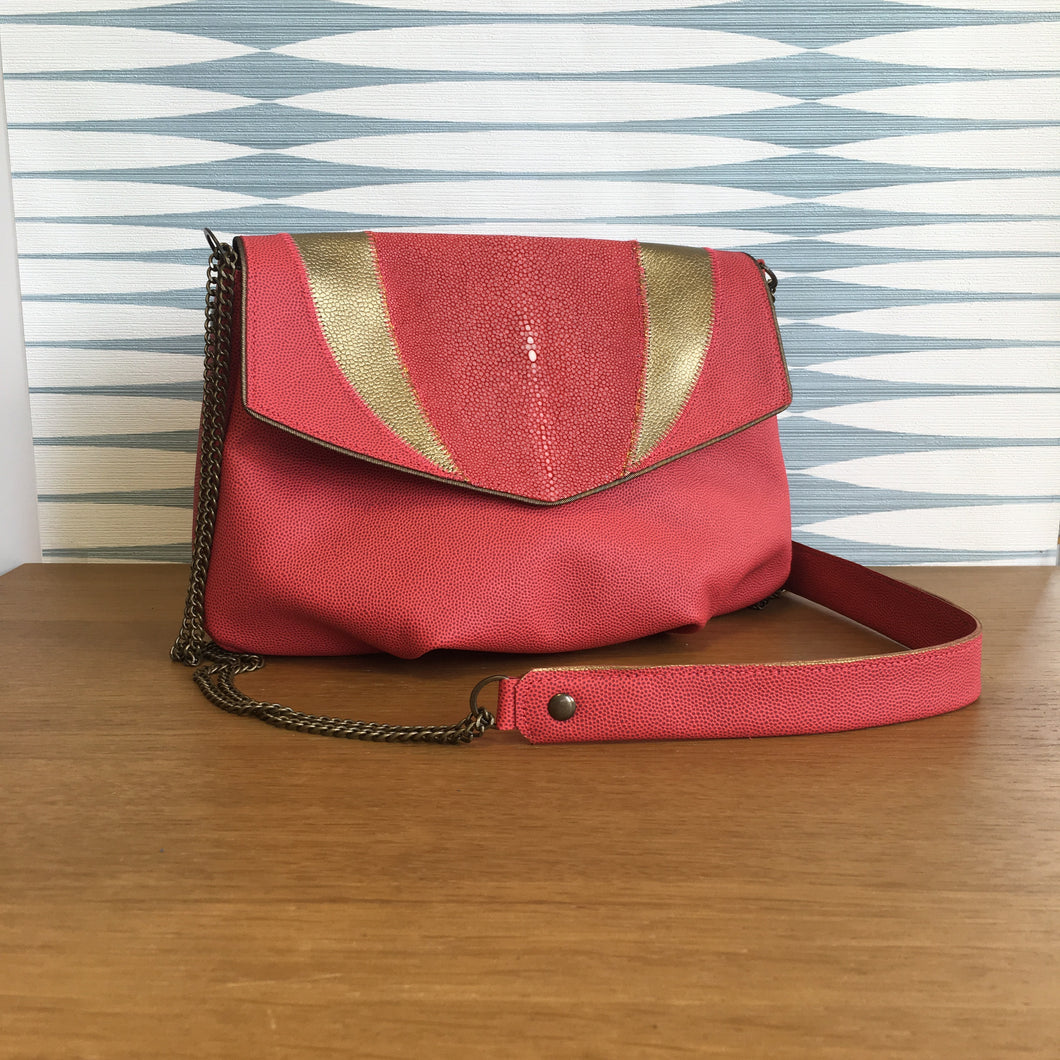 Sac moyen Amour galuchat rose