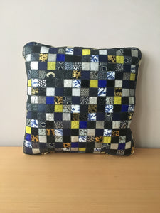 Coussin Patchwork bleu