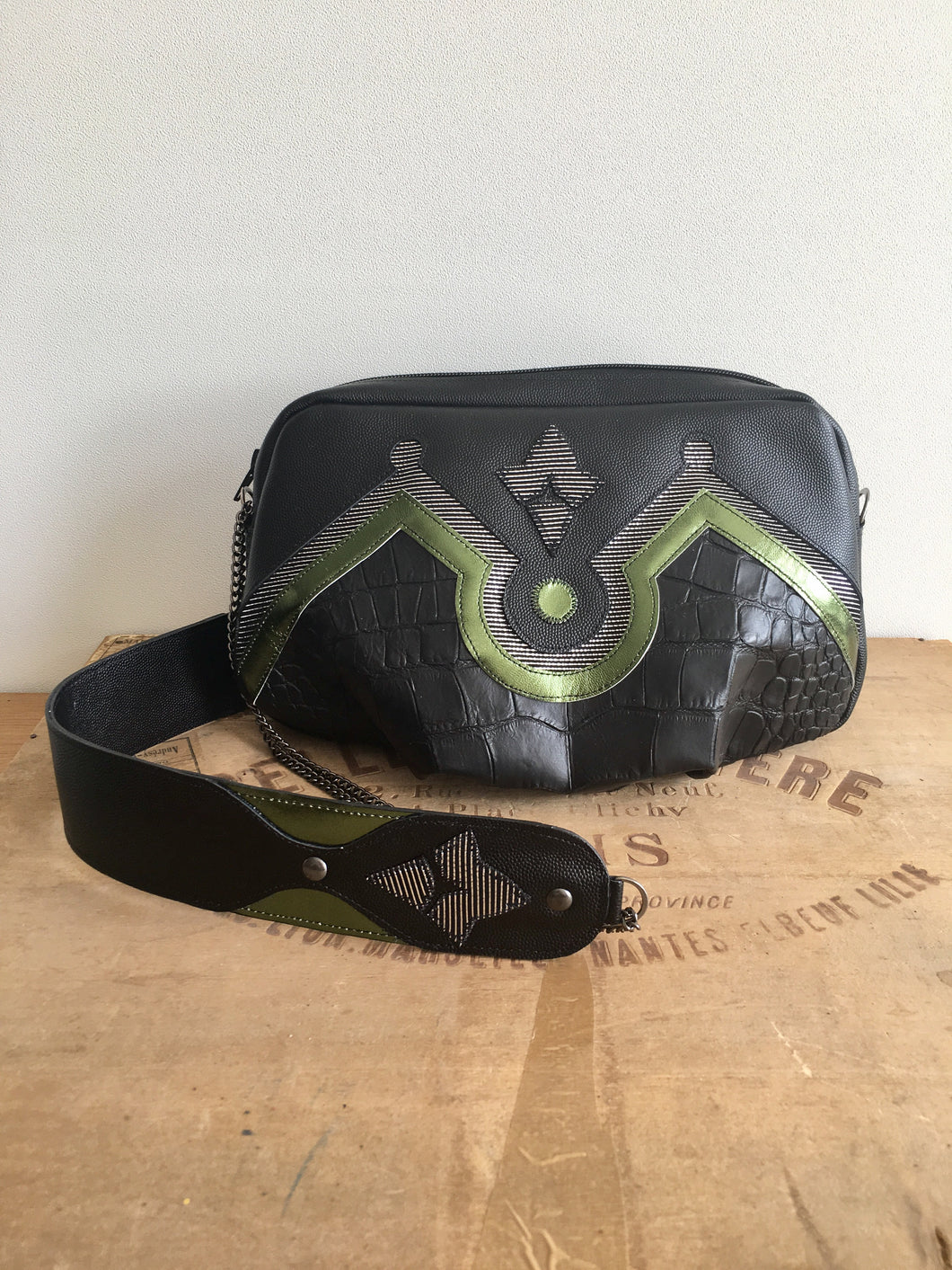 Besace Bonnie noire et verte