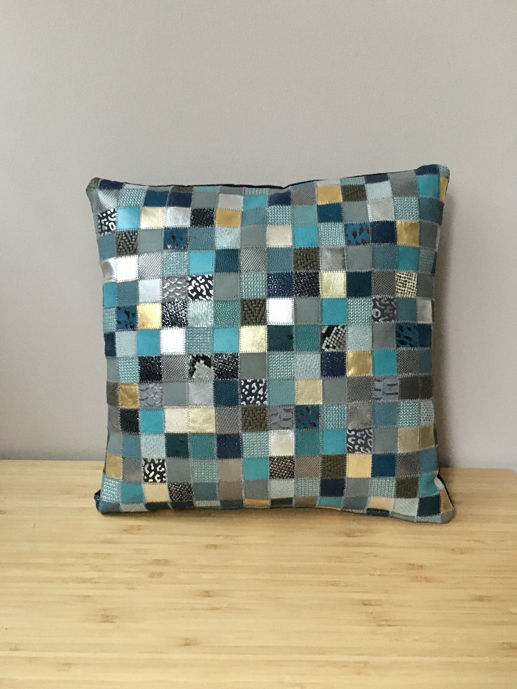 Coussin Patchwork bleu